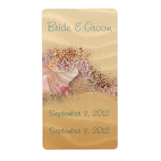 Sandy Shore Beach Wedding Wijnlabel Etiket (Voorkant)