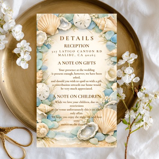 Sandy Shore Seashell Wedding RSVP Kaartje