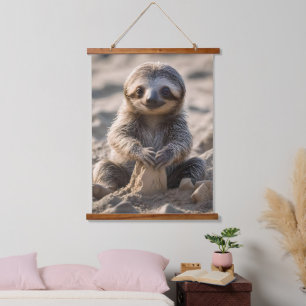 Sandy Shores: Baby Sloth Bouw Zandkastelen, Hangend Wandkleed