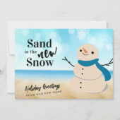 Sandy Snowman Beach Scene Nieuw Adres Aankondiging (Voorkant)