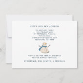 Sandy Snowman Beach Scene Vakantie Verhuizen Aankondiging (Achterkant)