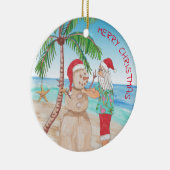 Sandy Snowman Snowbird Kerstmis Keramisch Ornament (Rechts)