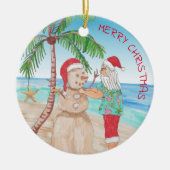Sandy Snowman Snowbird Kerstmis Keramisch Ornament (Voorkant)