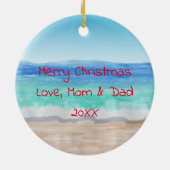 Sandy Snowman Snowbird Kerstmis Keramisch Ornament (Achterkant)