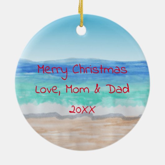 Sandy Snowman Snowbird Kerstmis Keramisch Ornament (Achterkant)