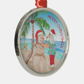 Sandy Snowman Snowbird Kerstmis Metalen Ornament (Rechts)