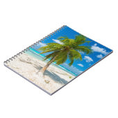 Sandy strand met tropische palmboom notitieboek (Linkerzijde)