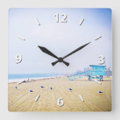 Sandy strand oceanische zeebaarsfoto vierkante klok (Voorkant)