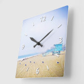 Sandy strand oceanische zeebaarsfoto vierkante klok (Hoek)
