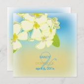 Sandy strand/plumerias-bestemming bruiloft kaart (Voorkant / Achterkant)