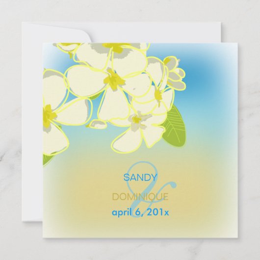 Sandy strand/plumerias-bestemming bruiloft kaart (Voorkant)
