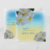Sandy strand/plumerias-bestemming bruiloft kaart (Voorkant / Achterkant)