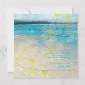 Sandy strand/plumerias-bestemming bruiloft kaart (Achterkant)