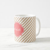 Sandy Stripe Monogram Bekerc Koffiemok (Voorkant rechts)