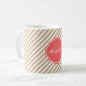 Sandy Stripe Monogram Bekerc Koffiemok (Voorkant links)
