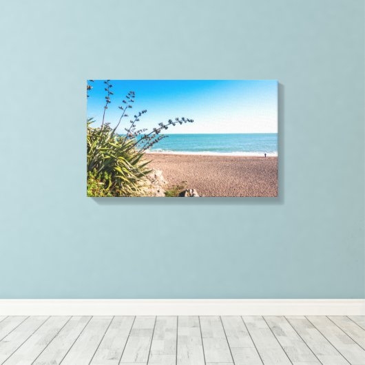 Sandy sunny strand canvas afdruk (Insitu (Houten vloer))