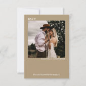 Sandy Tan Buff Simple Minimalist Photo Wedding RSVP Kaartje (Voorkant)