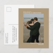 Sandy Tan Minimalist Wedding Photo Save the Date Aankondigingskaart (Voorkant / Achterkant)