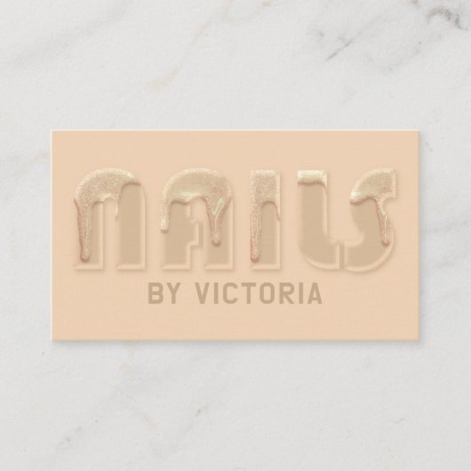 Sandy Tan Nails Glitter Drift Typografie Nail Tech Visitekaartje (Voorkant)