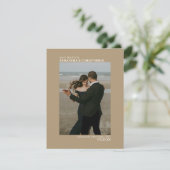 Sandy Tan Vertical Photo Minimalist Wedding Save The Date (Staand voorkant)