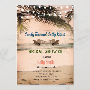 Sandy teen salty kisses bridal doucheuitnodiging kaart