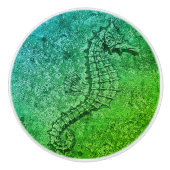 Sandy Textured Seahorse Digital Art Ceramic Knob. Keramische Knop (Voorkant)