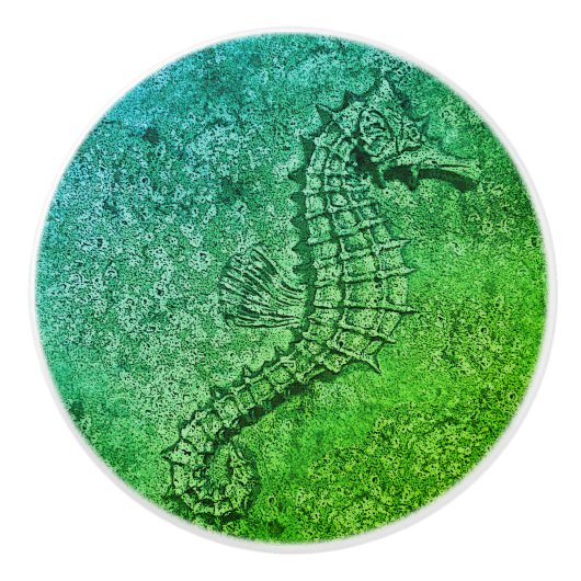 Sandy Textured Seahorse Digital Art Ceramic Knob. Keramische Knop (Voorkant)