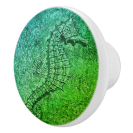 Sandy Textured Seahorse Digital Art Ceramic Knob. Keramische Knop