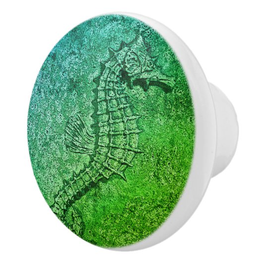 Sandy Textured Seahorse Digital Art Ceramic Knob. Keramische Knop (Rechts)
