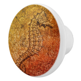 Sandy Textured Seahorse Digital Art Ceramic Knob. Keramische Knop