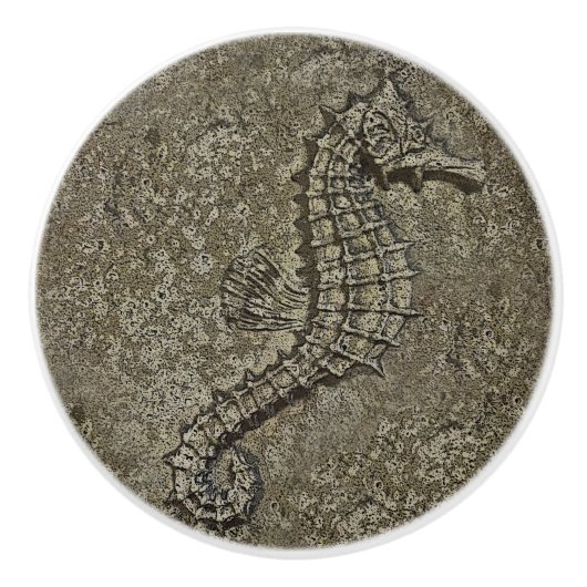 Sandy Textured Seahorse Digital Art Keramische Knop (Voorkant)