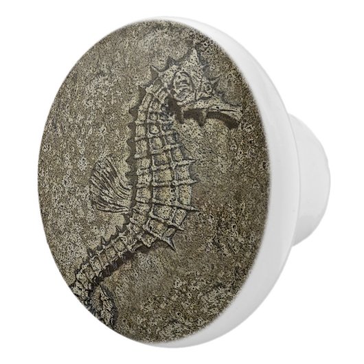Sandy Textured Seahorse Digital Art Keramische Knop (Rechts)