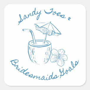 Sandy Toe & Bruidsmeisjes Doelen Kust Afscheid Als Vierkante Sticker