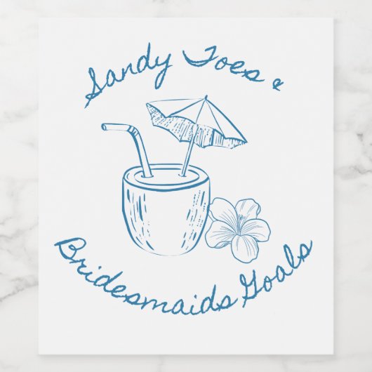 Sandy Toe & Bruidsmeisjes Doelen Kust Afscheid Als Wijn Etiket (Enkel label)