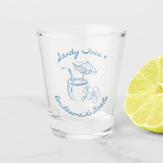 Sandy Toe & Bruidsmeisjes Doelen Kust Afscheid Van Shot Glas (Voorkant)