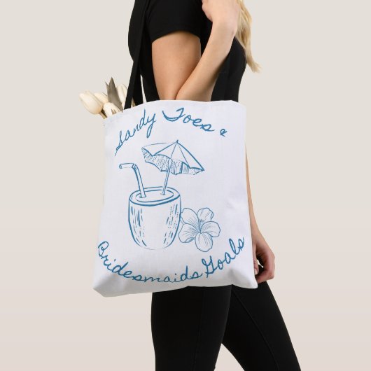 Sandy Toe & Bruidsmeisjes Doelen Kust Bachelorette Tote Bag (Dichtbij)