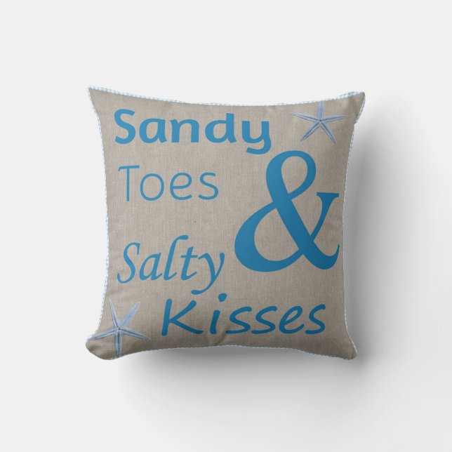 Sandy Toes and Salty Kisses Beach Life Quote Kussen (Voorkant)