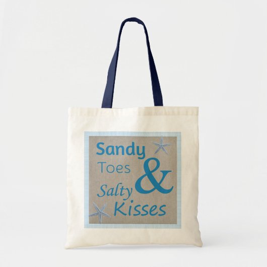 Sandy Toes and Salty Kisses Beach Life Quote Tote Bag (Voorkant)