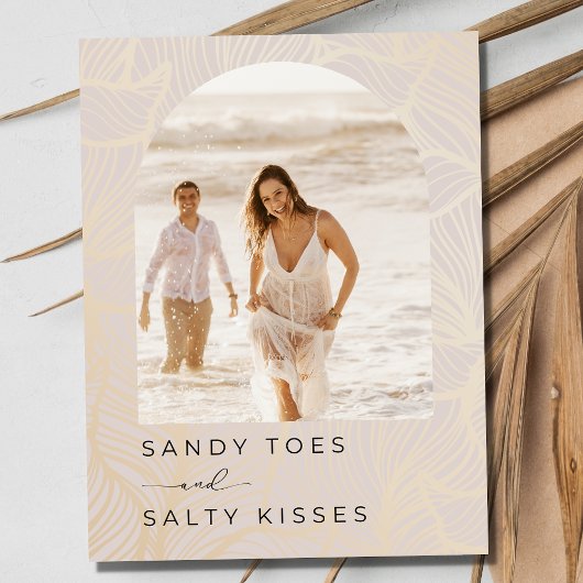 Sandy Toes Arch Foto Strand Bruiloft Save the Date Aankondigingskaart
