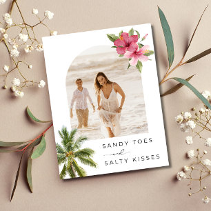 Sandy Toes Beach Trouwfoto Save the Date Aankondigingskaart