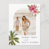Sandy Toes Beach Trouwfoto Save the Date Aankondigingskaart (Voorkant)