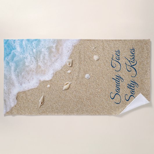 Sandy Toes Salty Kisses Blue Beach Waves Strandlaken (Voorkant)