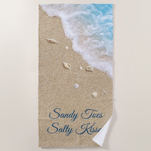 Sandy Toes Salty Kisses Blue Beach Waves Strandlaken (Voorkant)