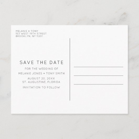 Sandy Toes Salty Kisses Bruiloft Save the Date Aankondigingskaart (Achterkant)