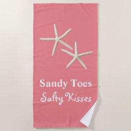 Sandy Toes Salty Kisses Coral Beach Towel Strandlaken