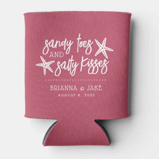 Sandy Toes Salty Kisses Destination Wedding Favor Blikjeskoeler (Voorkant)