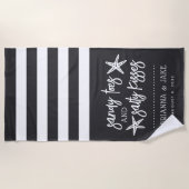 Sandy Toes Salty Kisses Destination Wedding Favor Strandlaken (Voorkant)