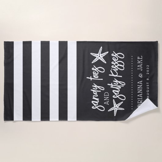 Sandy Toes Salty Kisses Destination Wedding Favor Strandlaken (Voorkant)