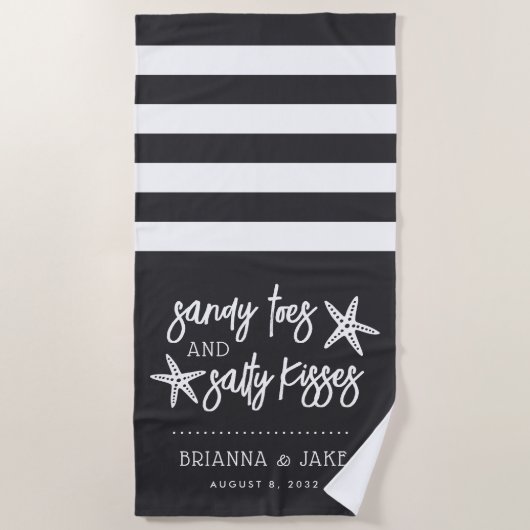 Sandy Toes Salty Kisses Destination Wedding Favor Strandlaken (Voorkant)