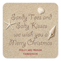 Sandy Toes Salty Kisses Merry Christmas Sticker